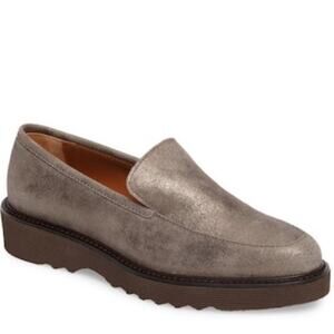 Aquatalia Kelsey Weatherproof Leather Bronze Slip On Loafer Shoes size 9